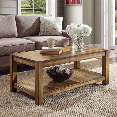 Better Homes & Gardens Bryant Solid Wood Coffee Table, Rustic Maple Brown Finish - Walmart.com ...