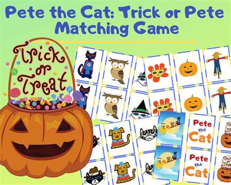 Pete the Cat: Trick or Pete Matching Game | Pete the cat, Cat hacks, Matching games