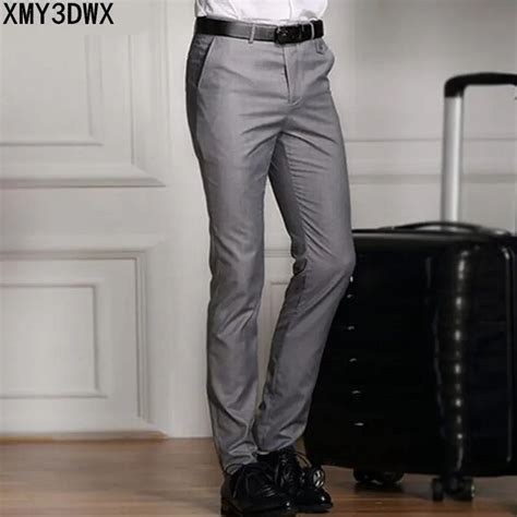 Aliexpress.com : Buy 2018 Spring And Summer Male Casual Dress Pants Slim Skinny Men Suit Pants ...