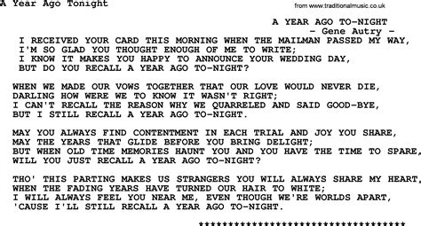 A Year Ago Tonight - Bluegrass lyrics with chords