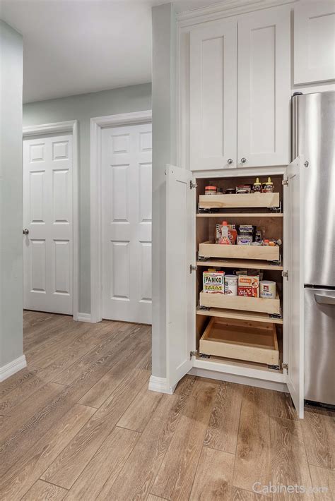 Pantry featuring our Shaker Maple Bright White Cabinets.