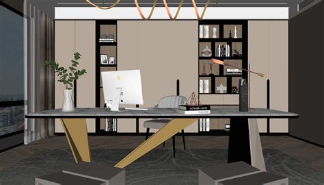 6517. Free Sketchup Office Room Interior Model Download