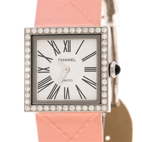 Chanel Vintage White Diamond Stainless Steel Mademoiselle Women's ...