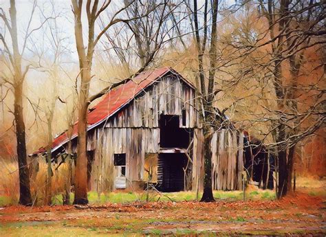 #Barns#Abandoned Landscape Drawings, Landscape Paintings, Landscape Art ...