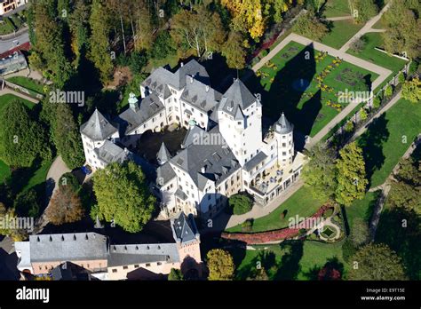 BERG CASTLE (aerial view). Colmar-Berg, Luxembourg District, Luxembourg Stock Photo - Alamy