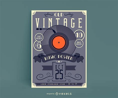 Old Vintage Music Poster Design Vector Download