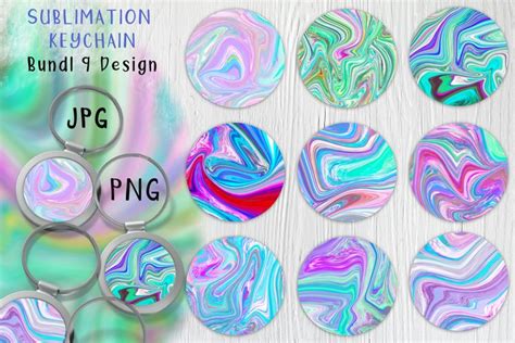 9 Keychain Sublimation Design/A set of round (1923753)