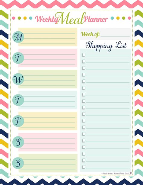 Weekly Meal Planner with Shopping List • Neat House. Sweet Home® | Weekly meal planner template ...