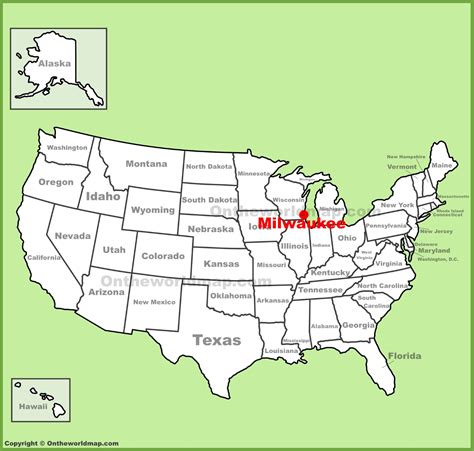 Milwaukee location on the U.S. Map