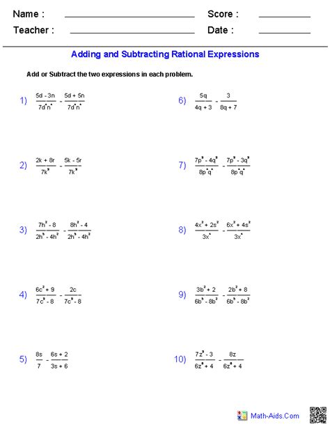 How To Add Rational Algebraic Expressions