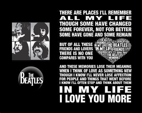 The Beatles Song Music Lyrics in My Life Poster Print. John Lennon, Paul Mccartney, Ringo Starr ...