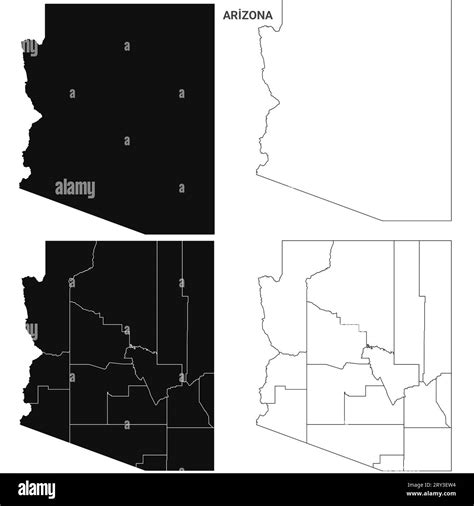 Arizona state outline County map set - United States Stock Photo - Alamy