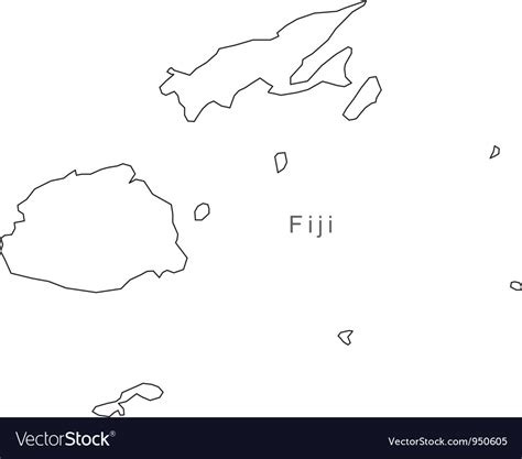 Black white fiji outline map Royalty Free Vector Image