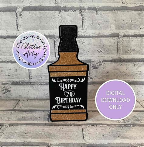 WHISKY BOTTLE SVG Cake Topper or Birthday Card Svg Dxf Eps - Etsy