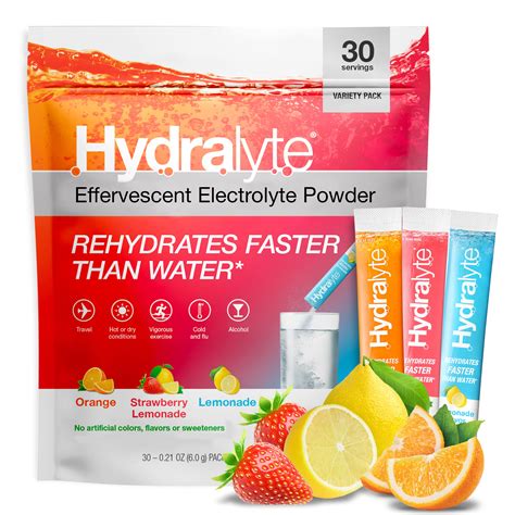 Hydralyte Electrolyte Powder Packets - Variety Flavor Hydration Packets ...