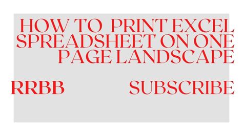 How To Print Excel Spreadsheet On One Page Landscape - YouTube