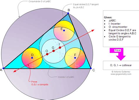 Math Education Geometry Problem 952: Triangle, Incenter, Circumcenter, Three Equal Circles ...