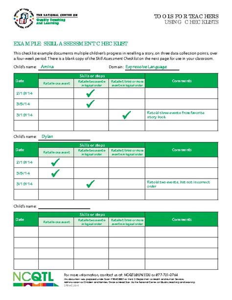 Checklist Teacher Tools Skill - PDFSimpli