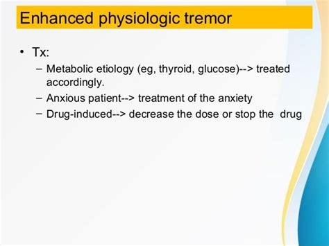 Differential diagnosis of tremors