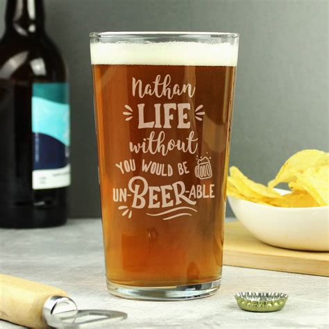 Personalised Funny Un Beerable Valentine's Pint Glass By Uniqueful