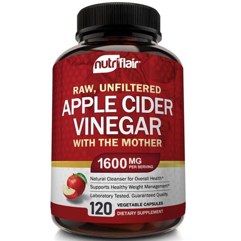 Apple Cider Vinegar Capsules - 1600mg with The Mother 120 Vegan Keto ...