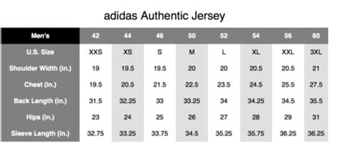 Adidas Hockey Jersey Sizing Chart