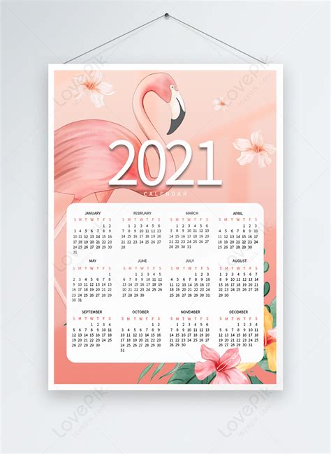 Pink 2021 flamingo calendar design template image_picture free download ...