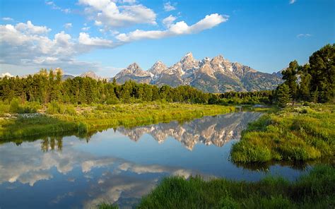 HD wallpaper: Mountains, Morning, Tetons, 4K, Beaver ponds | Wallpaper Flare