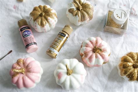 the Easiest DIY Painted Glitter Pumpkins - Paisley & Sparrow