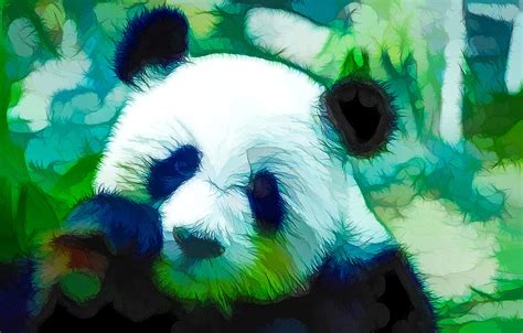 Closeup Of Panda Bear Painting by Jeelan Clark