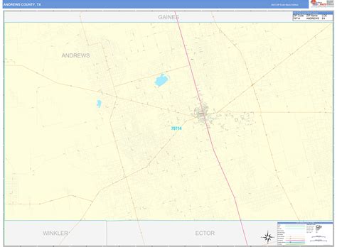 Andrews County, TX Zip Code Wall Map Basic Style by MarketMAPS