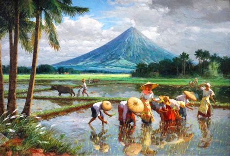 planting rice is never fun | Philippine art, Filipino art, Landscape ...