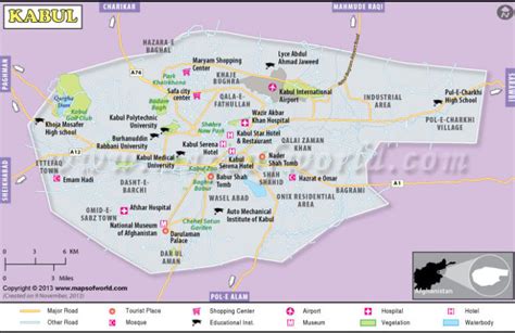 Kabul Map - Guide of the World