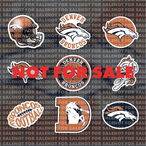 Denver Broncos Sticker Set Peel and Stick (9 Stickers)