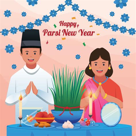 Parsi New Year Celebration with Mother and Father 3107673 Vector Art at ...