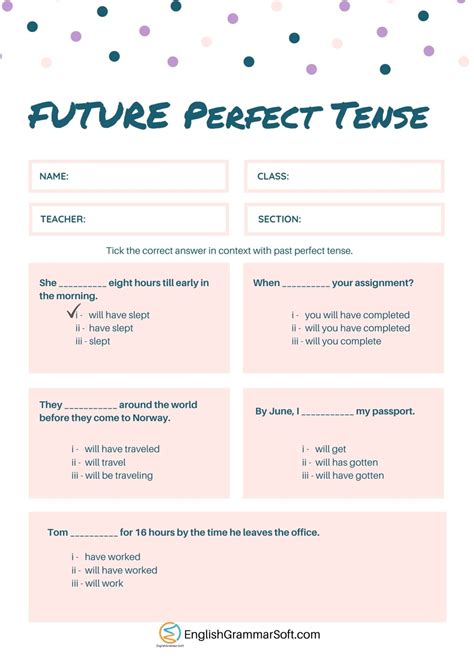 Future Perfect Tense Exercises