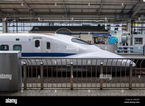 Shinkansen N700 speed train at kYOTO station in Japan. N700 series trains have a maximum speed ...