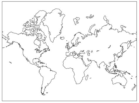 Empty World Map for Practice G.C.E O/L Examination Map Marking