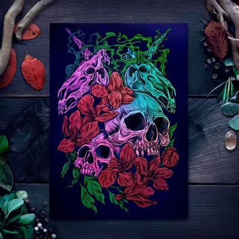 Unicorn Skull Gothic posterSkullHalloween | Etsy | Skull art print, Unicorn poster, Art