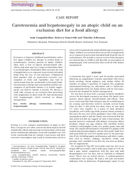 (PDF) Carotenemia and hepatomegaly in an atopic child on an exclusion diet for a food allergy ...