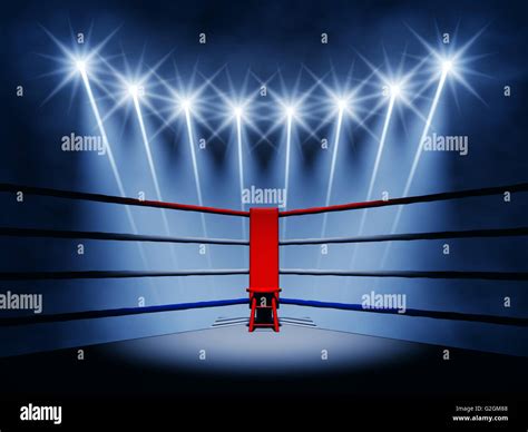 Boxing ring corner and floodlights , Boxing event , Boxing arena Stock Photo - Alamy