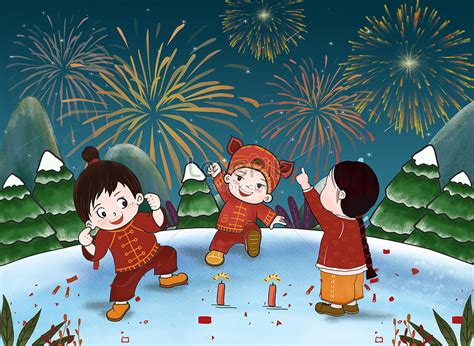 Watching fireworks during the spring festival illustration image_picture free download 400847199 ...