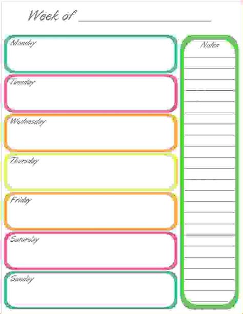 7 Day Weekly Planner Template Printable - Template Calendar Design