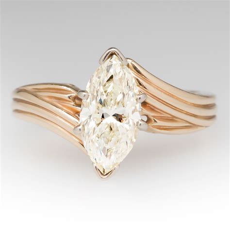 ~ 2 Carat Marquise Diamond Solitaire Ring 14K ~ eragem.com | Antique engagement rings, Vintage ...