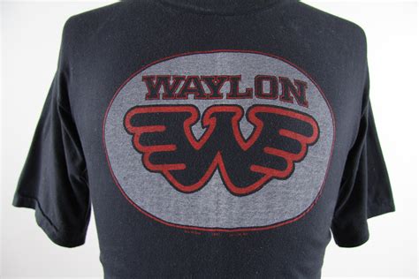 1982 Waylon Jennings Tour Tee Shirt Vintage Black on Black Concert T ...