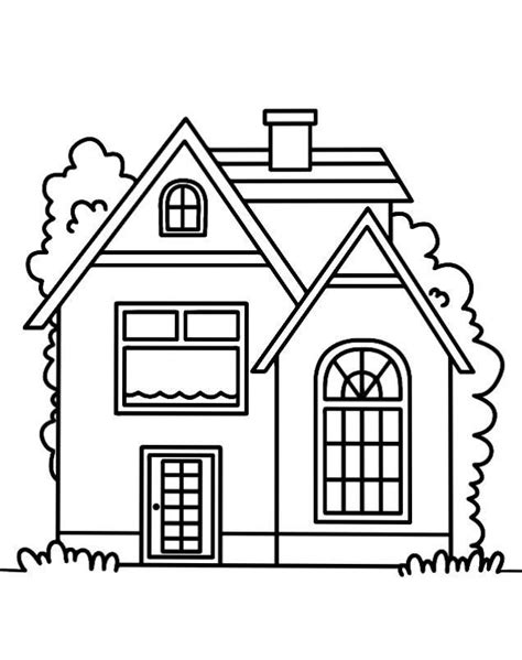 a black and white outline drawing of a house