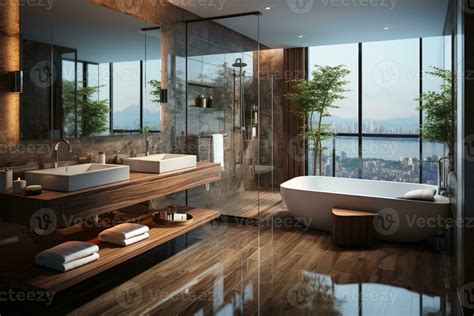 Luxurious bathroom from 5 star hotel with open window view AI Generated 34052449 Stock Photo at ...