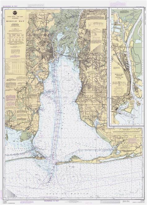 Mobile Bay Map Alabama 1984 Nautical Chart Print | Etsy | Vintage wall ...