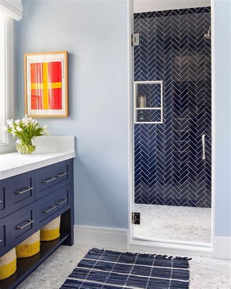 Navy Blue Bathroom Floor Tiles