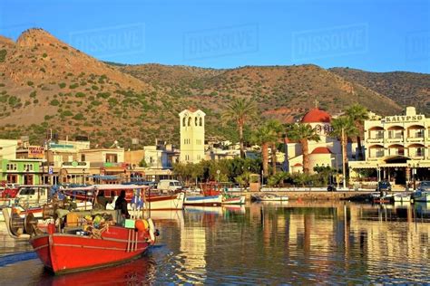 Elounda Harbour, Elounda, Crete, Greek Islands, Greece, Europe - Stock Photo - Dissolve